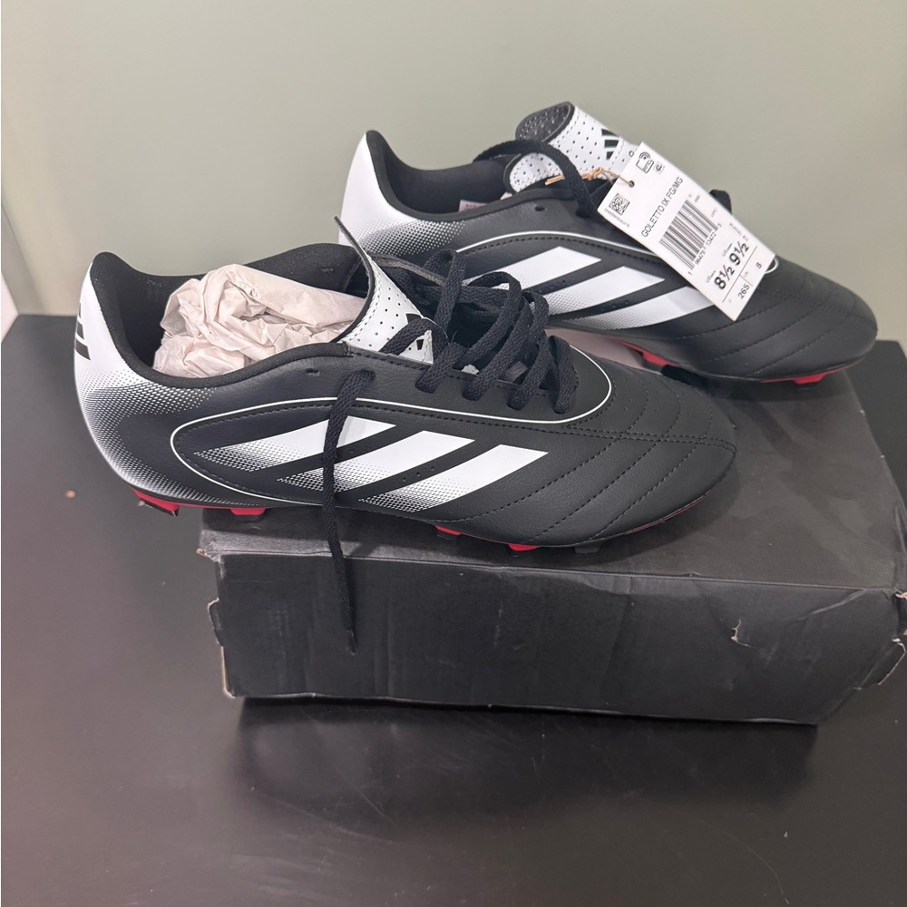 Brand New Adidas Men's Black and White Cleats